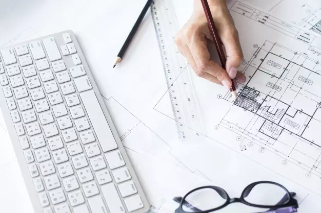 Preparation of a complete technical file A drawing of a kitchen made by an interior designer